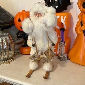 Folk Art primitive style Santa on ski’s by Tina Mitchell 12”